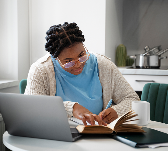 Student studying French