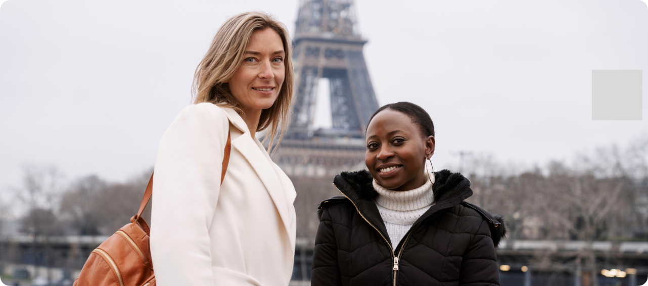 Two women smiling
